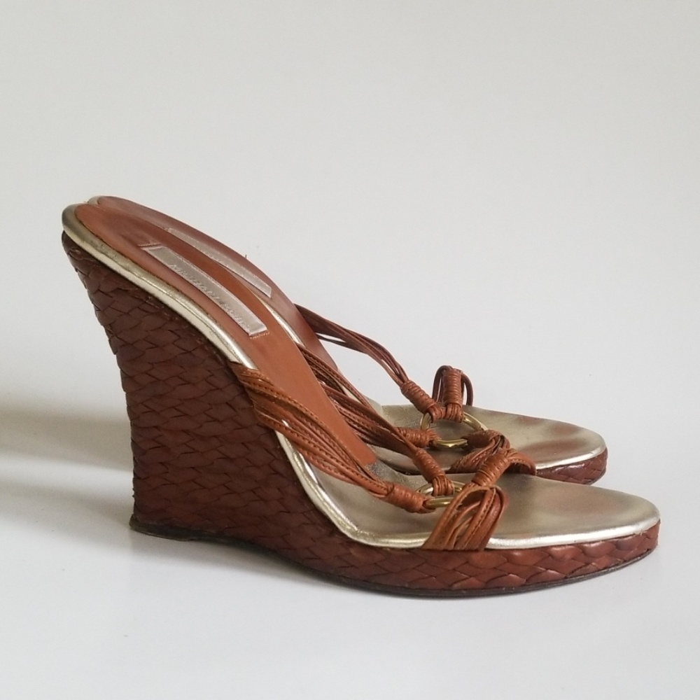 MICHAEL Michael Kors Brown Woven Leather Wedge 9